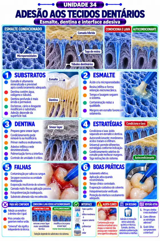 Mapa da unidade 34, Adesão aos tecidos dentários